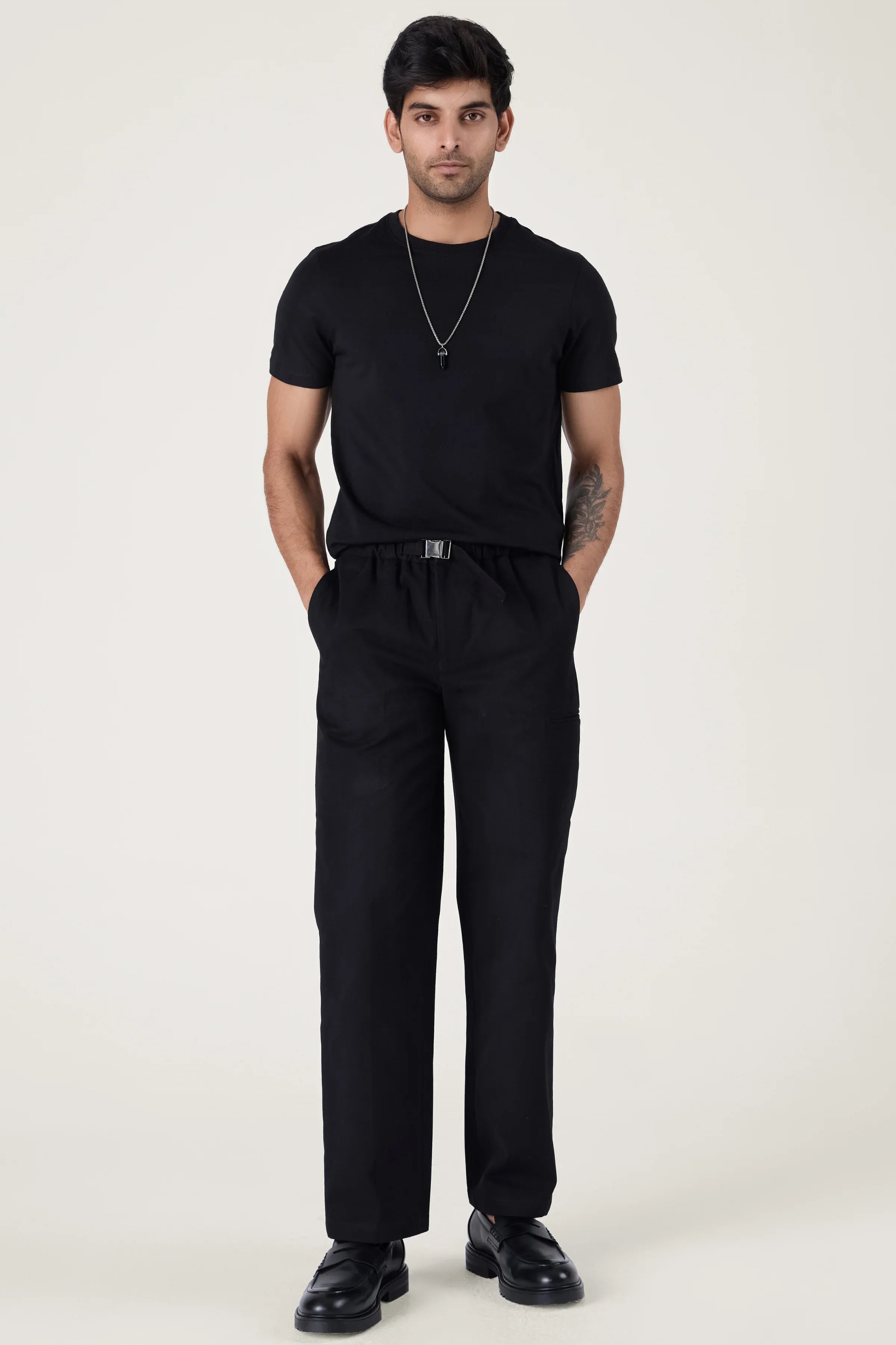 BUCKLE CARGO TROUSERS BLACK - CRAIG