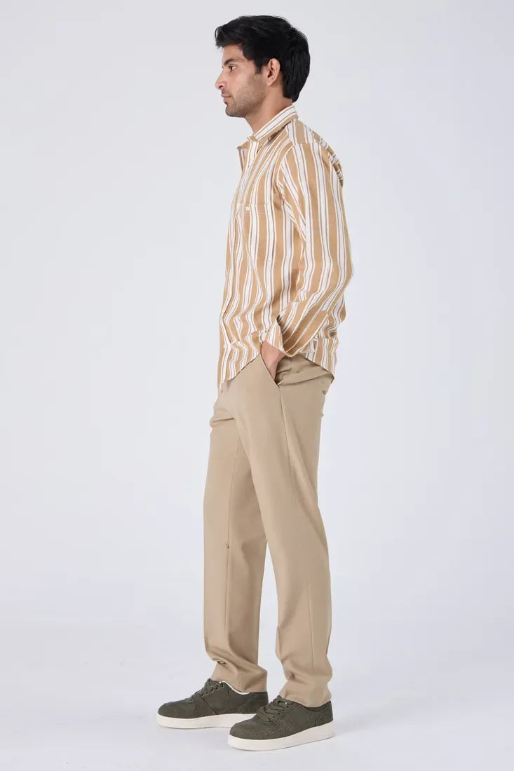YELLOW COTTON STRIPE SHIRT - CRAIG