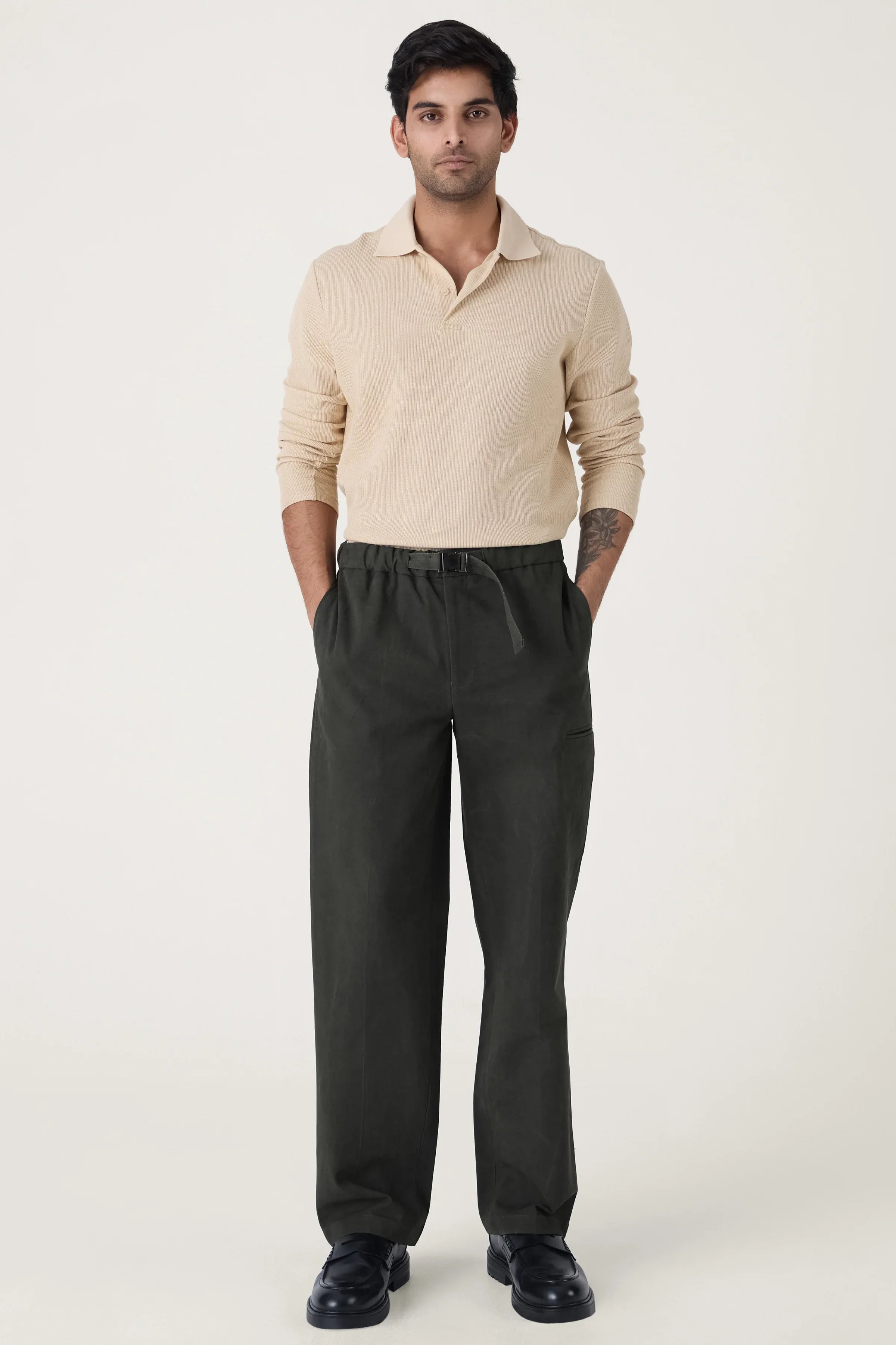BUCKLE CARGO TROUSERS OLIVE - CRAIG