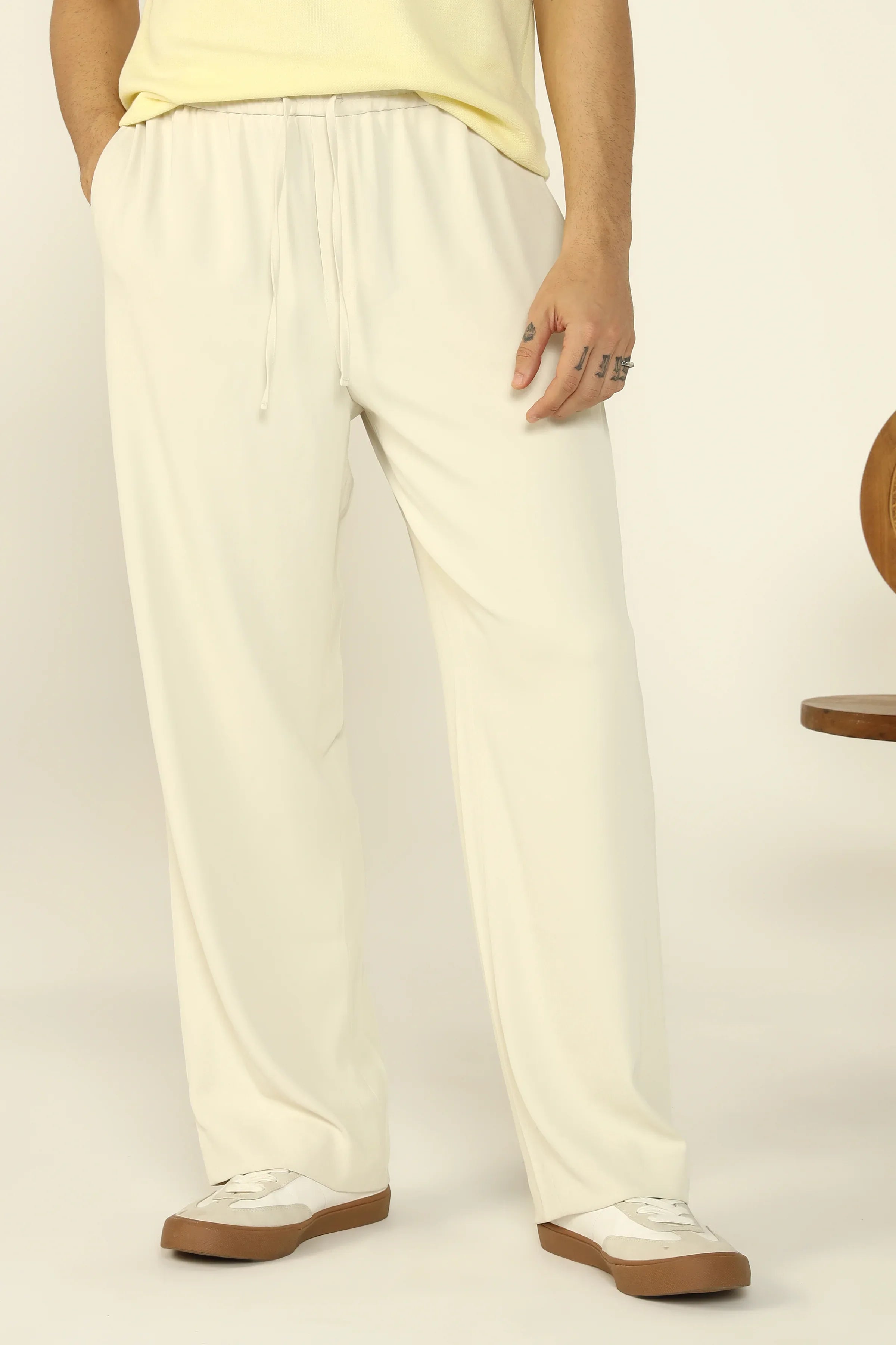 RELAXED FIT FLOWING TROUSERS ECRU - CRAIG