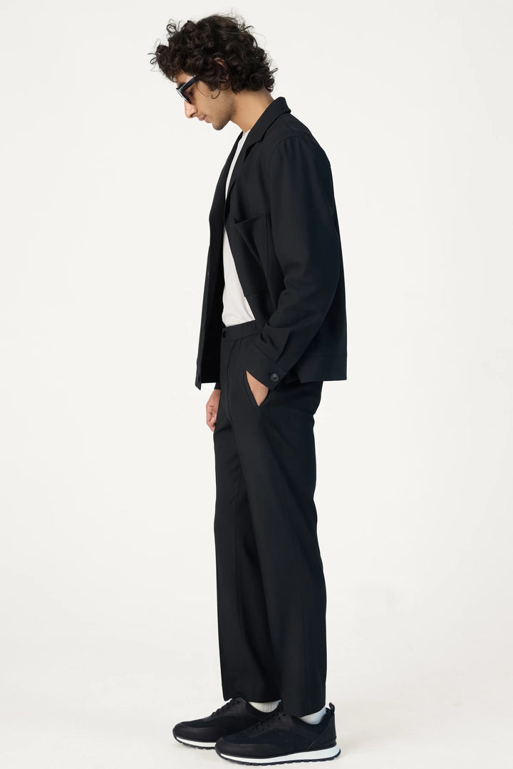 RELAXED FIT LAPEL JACKET BLACK - CRAIG