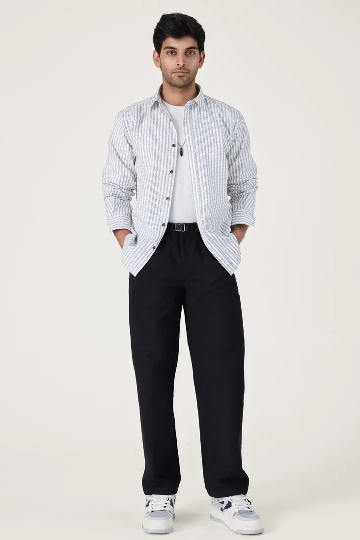 WHITE CHALK STRIPE SHIRT - CRAIG