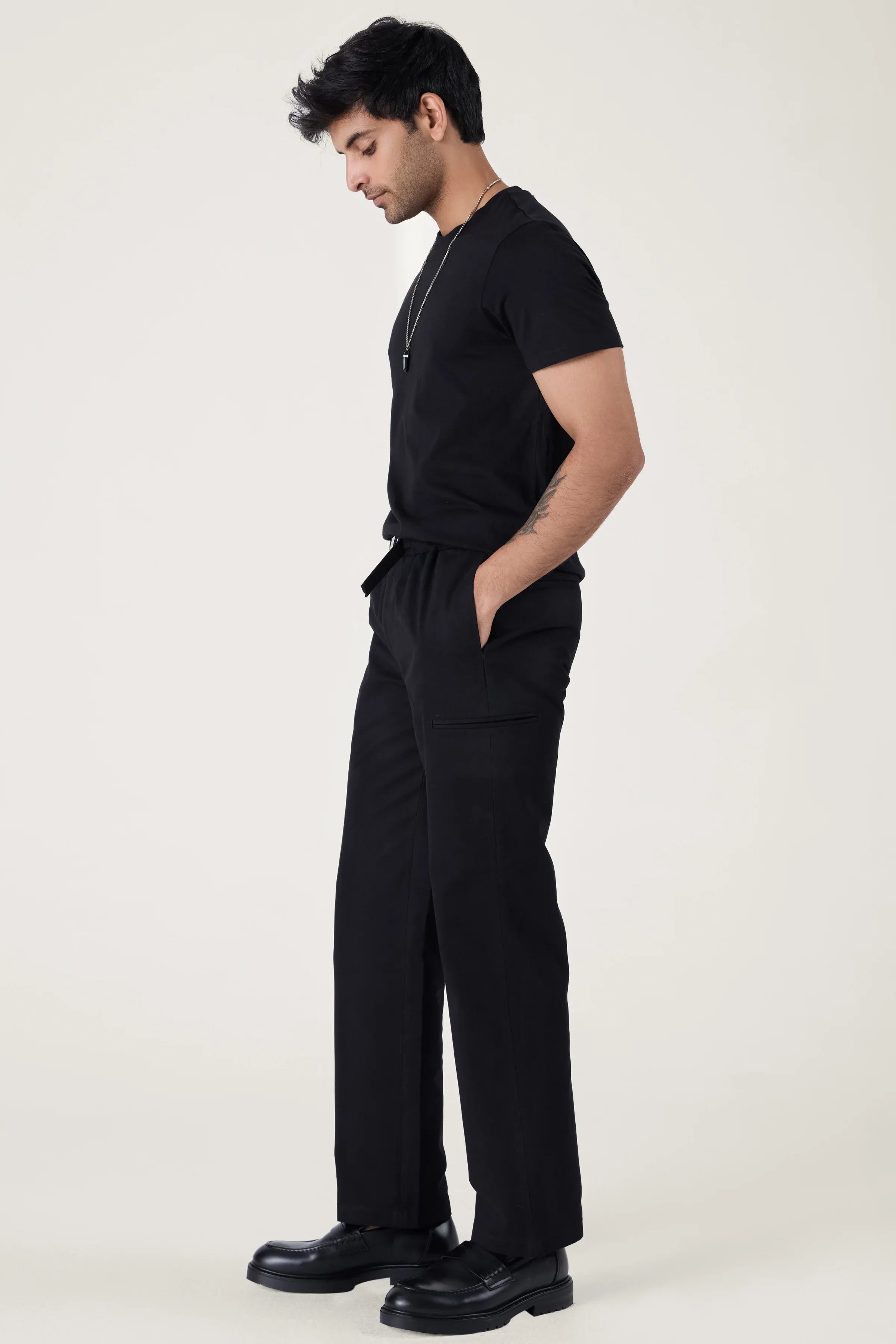 BUCKLE CARGO TROUSERS BLACK - CRAIG