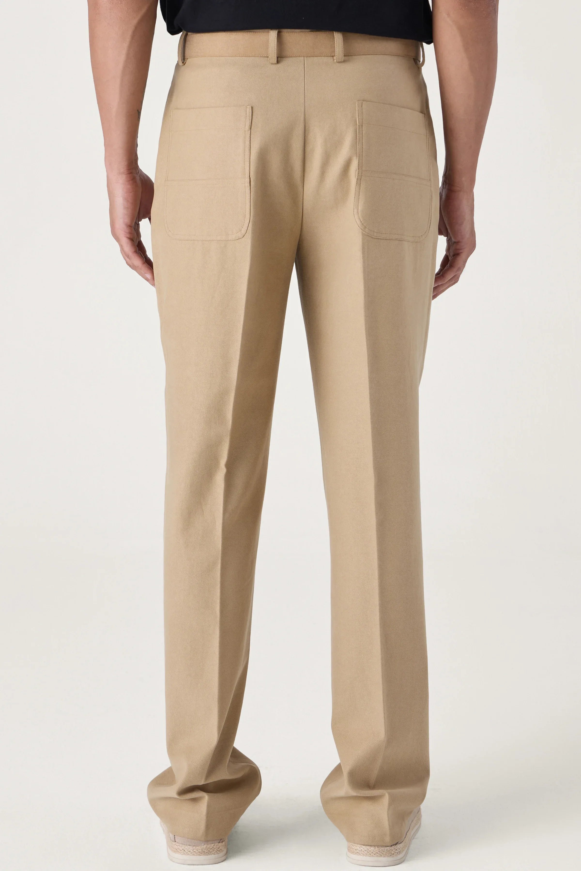 SELF FABRIC BELT TROUSERS KHAKHI - CRAIG