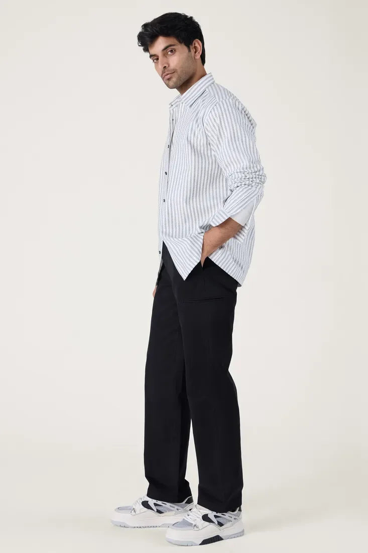 WHITE CHALK STRIPE SHIRT - CRAIG