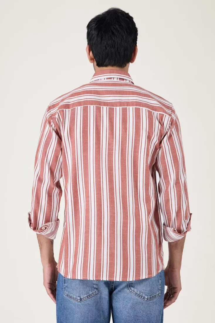 TAN COTTON STRIPE SHIRT - CRAIG