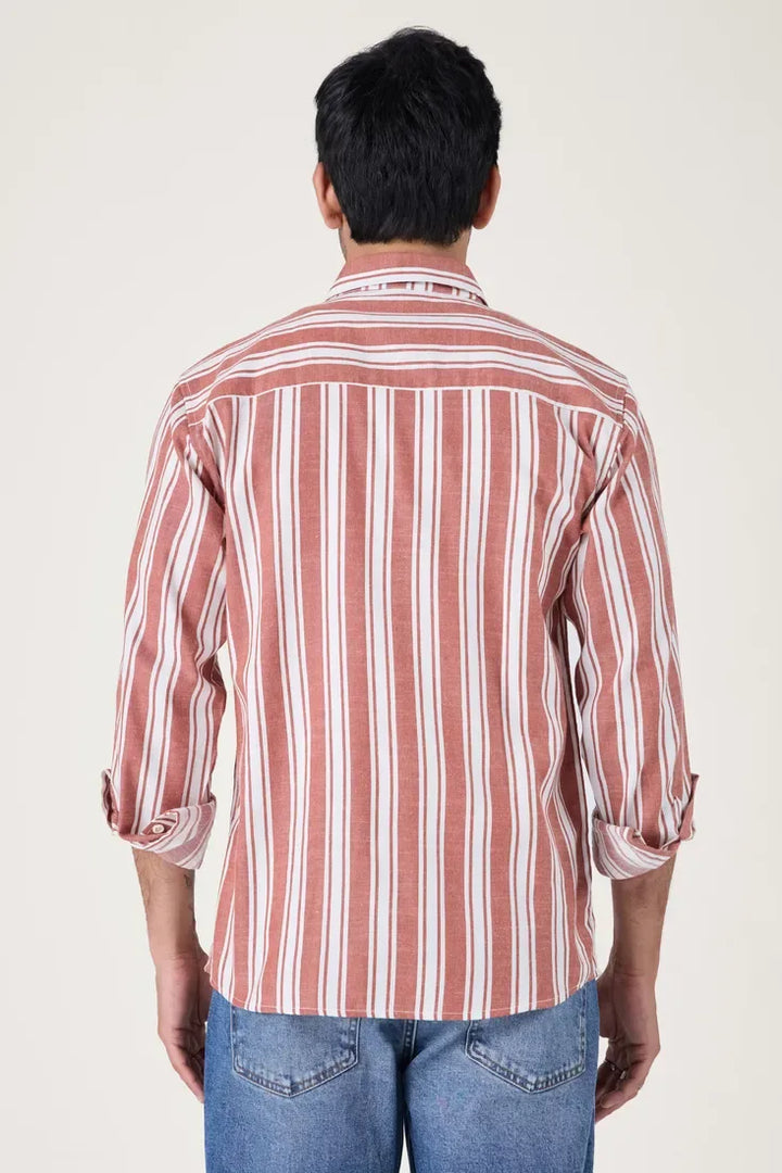 TAN COTTON STRIPE SHIRT - CRAIG