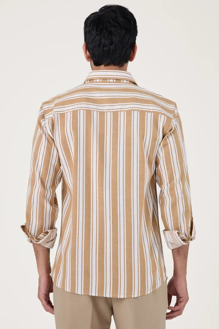 YELLOW COTTON STRIPE SHIRT - CRAIG