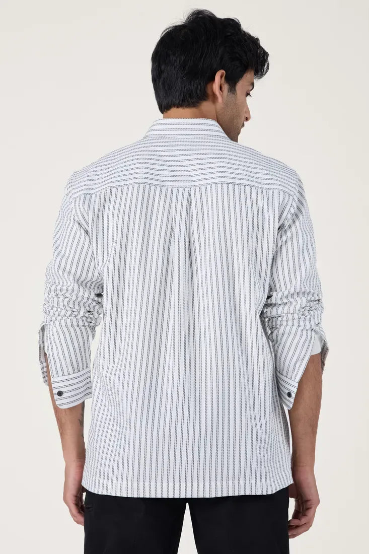 WHITE CHALK STRIPE SHIRT - CRAIG