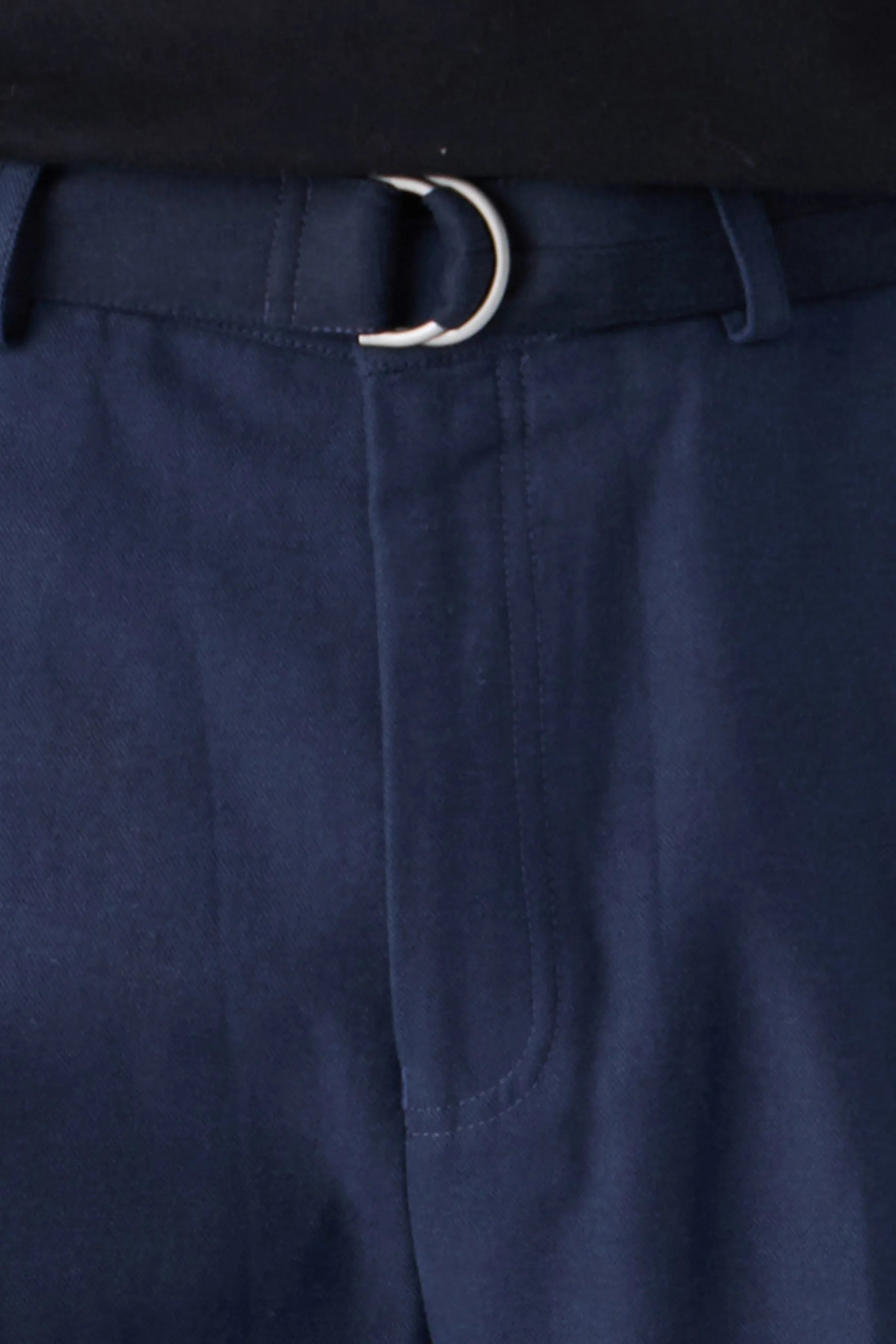 SELF FABRIC BELT TROUSERS NAVY - CRAIG
