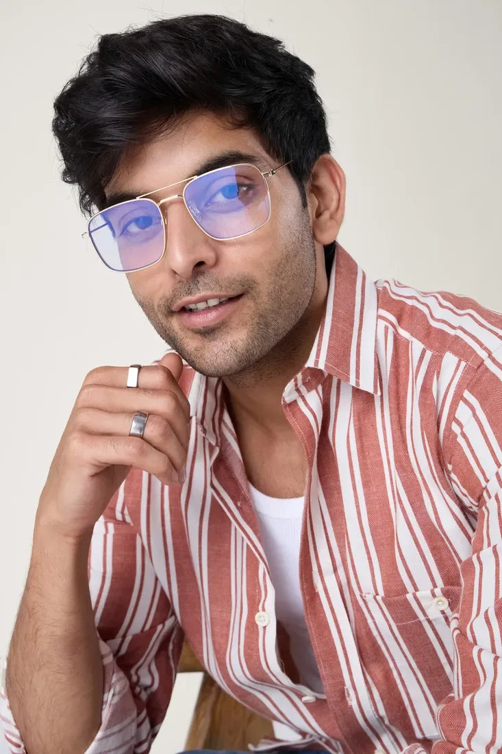 TAN COTTON STRIPE SHIRT - CRAIG
