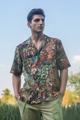BLACK ABSTRACT PRINTED SHIRT - CRAIG