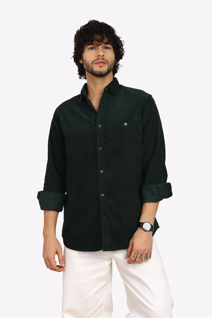 GREEN CORDUROY SHIRT - CRAIG