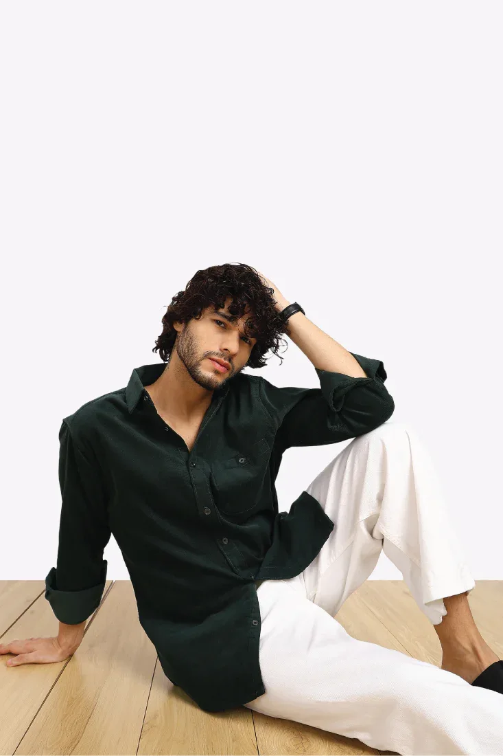 GREEN CORDUROY SHIRT - CRAIG