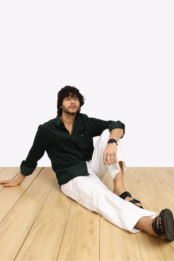 GREEN CORDUROY SHIRT - CRAIG