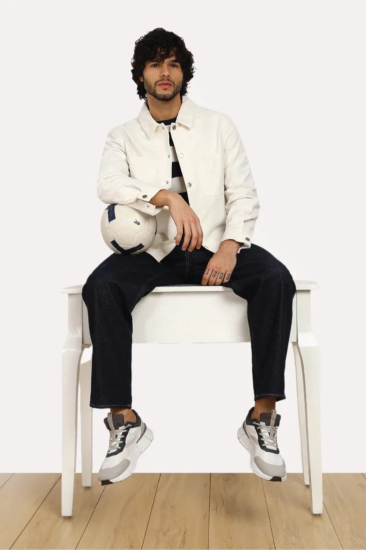 WHITE COTTON TEXTURE OVERSHIRT - CRAIG