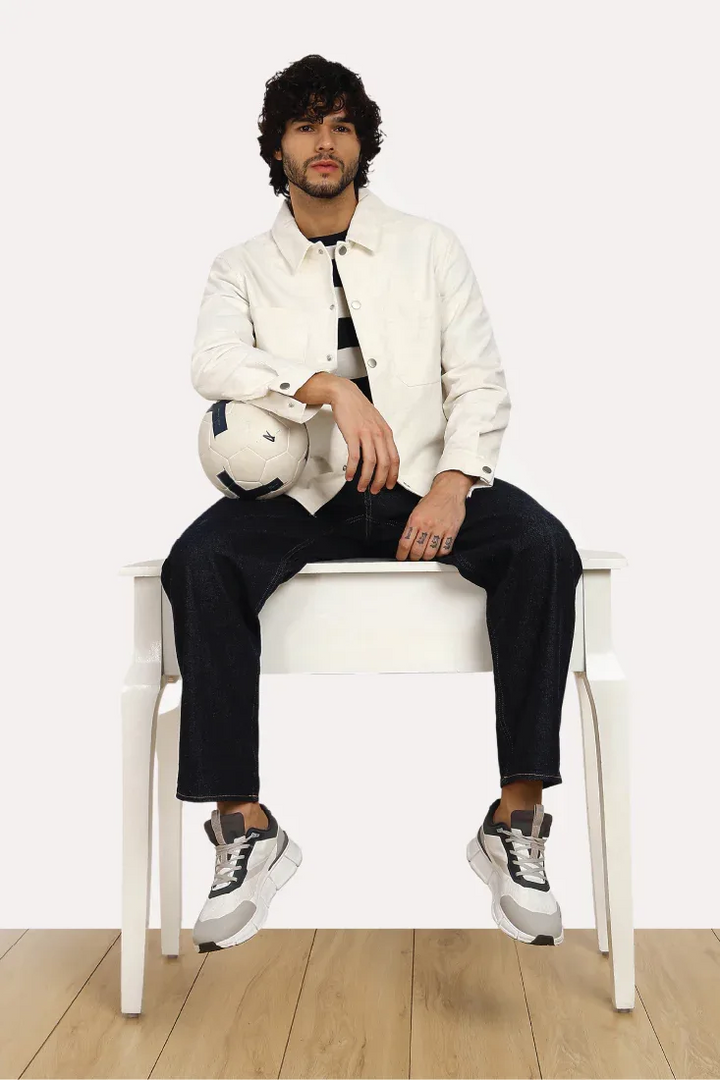 WHITE COTTON TEXTURE OVERSHIRT - CRAIG