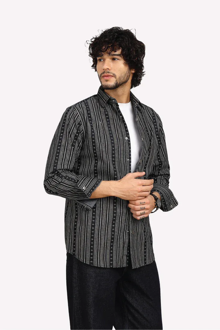 NAVY JACQUARD SHIRT - CRAIG