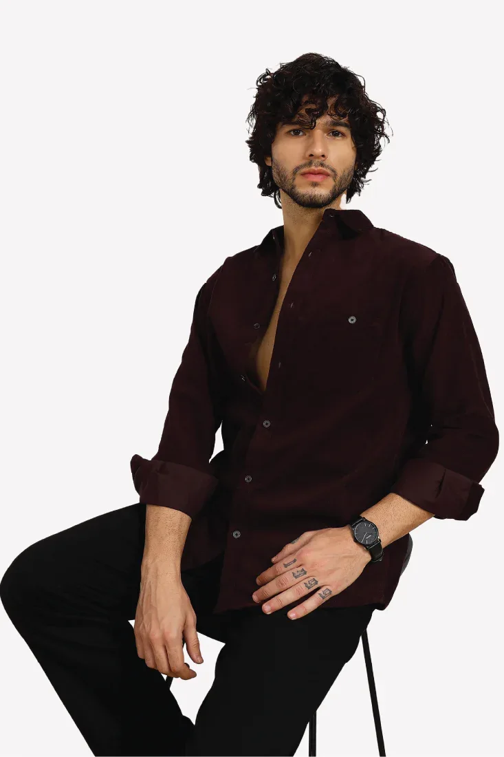 WINE CORDUROY SHIRT - CRAIG