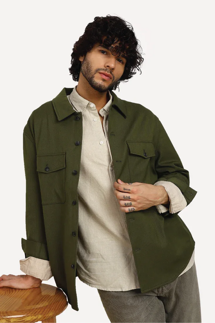 OLIVE COMFORT OVERSHIRT - CRAIG