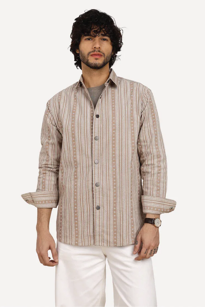 BEIGE JACQUARD SHIRT - CRAIG