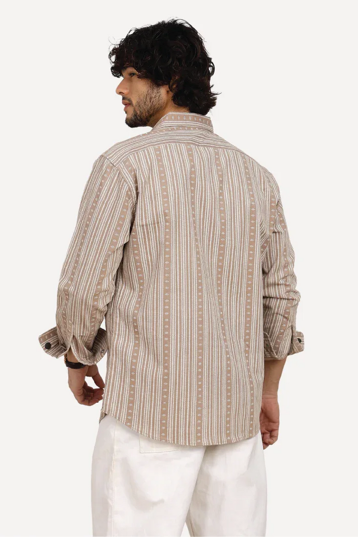 BEIGE JACQUARD SHIRT - CRAIG