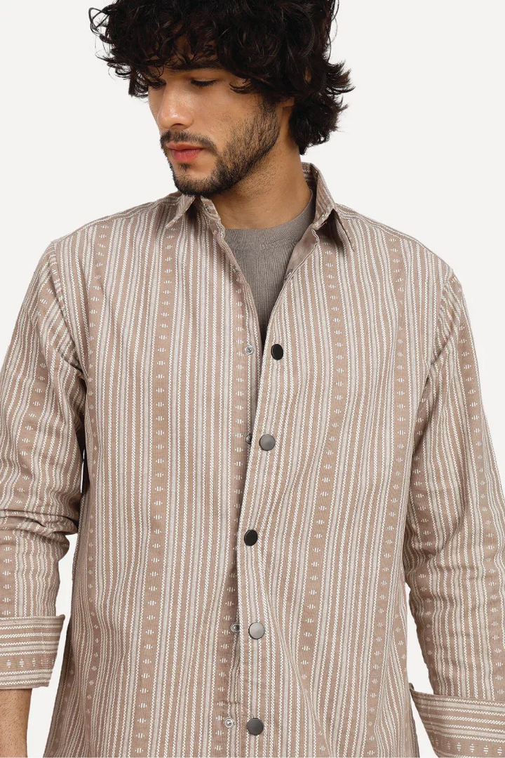 BEIGE JACQUARD SHIRT - CRAIG