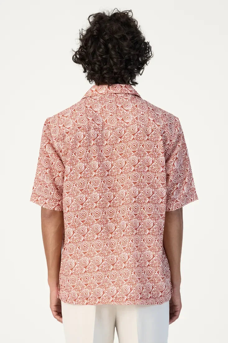ORANGE AZTEC PRINTED SHIRT - CRAIG