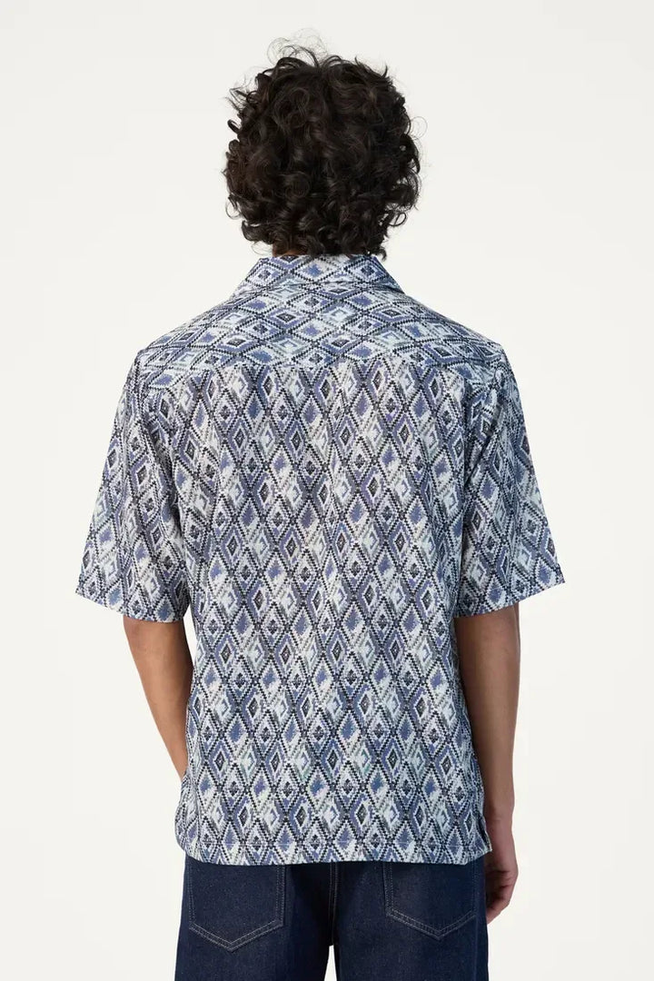 BLUE HARLEQUIN PRINTED SHIRT - CRAIG