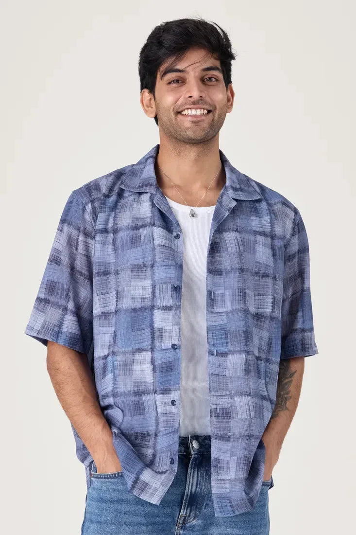 BLUE CHECK PRINTED SHIRT - CRAIG