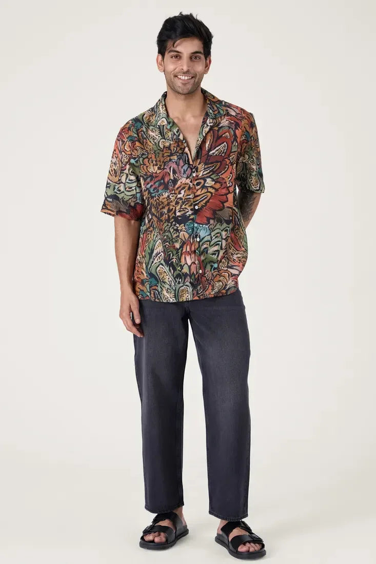 BLACK ABSTRACT PRINTED SHIRT - CRAIG