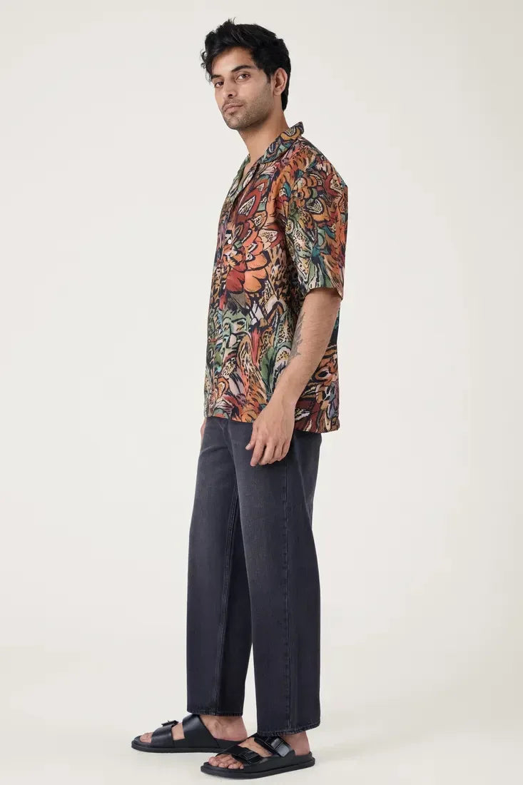 BLACK ABSTRACT PRINTED SHIRT - CRAIG