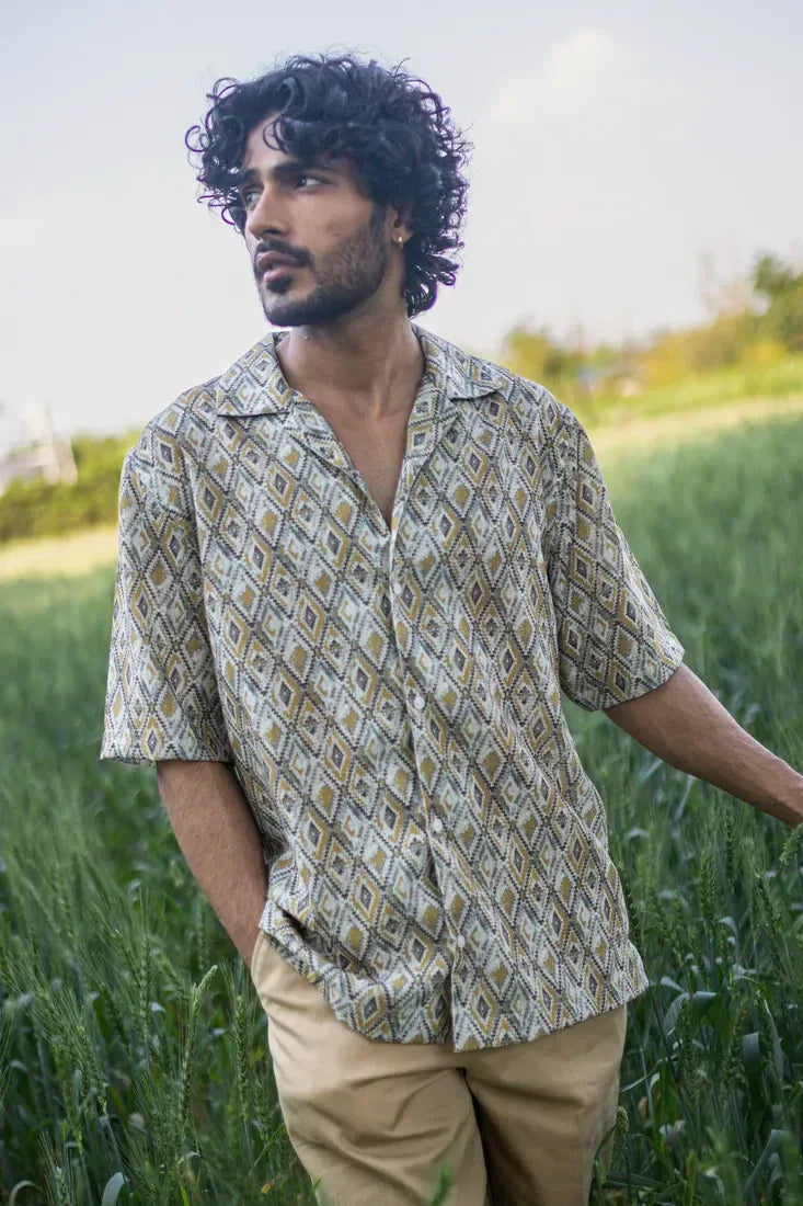 YELLOW HARLEQUIN PRINTED SHIRT - CRAIG