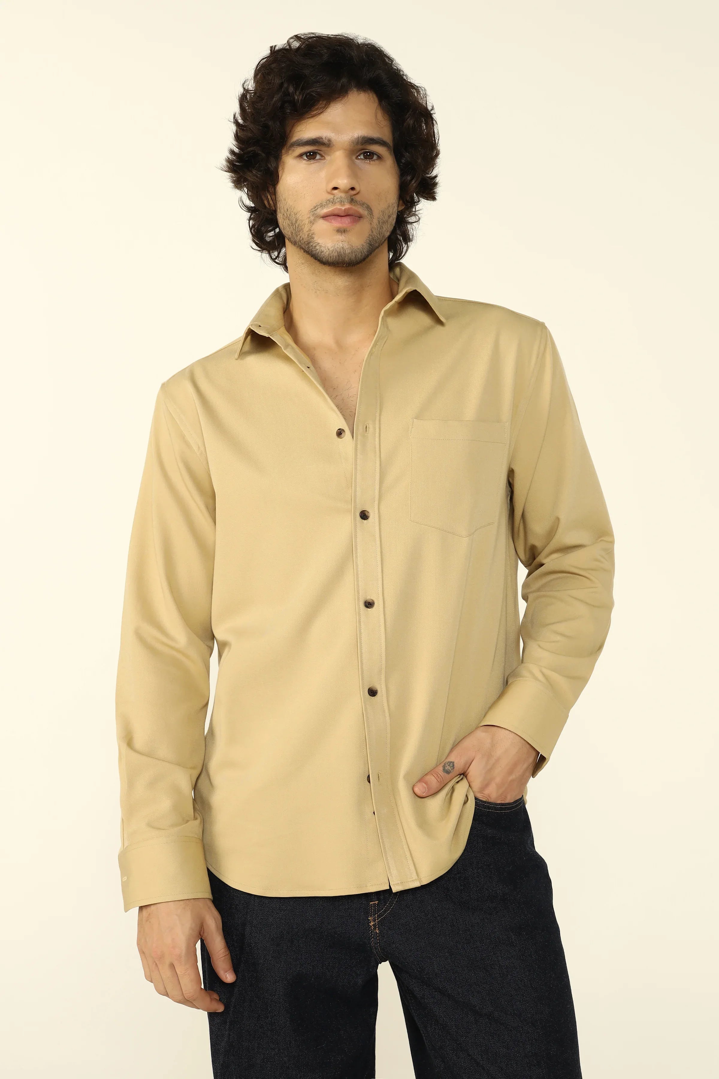 OAT COTTON TWILL SHIRT - CRAIG