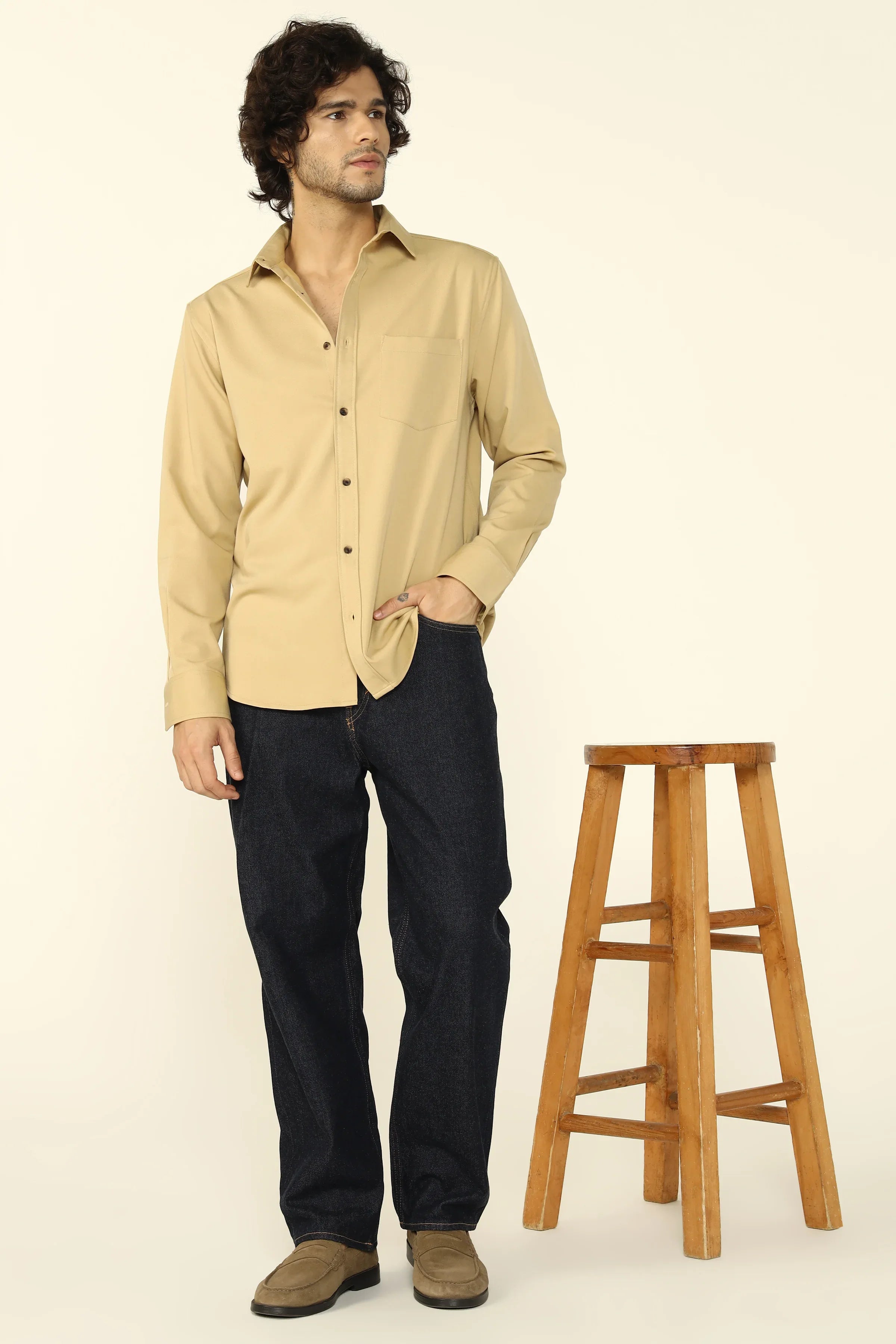 OAT COTTON TWILL SHIRT - CRAIG