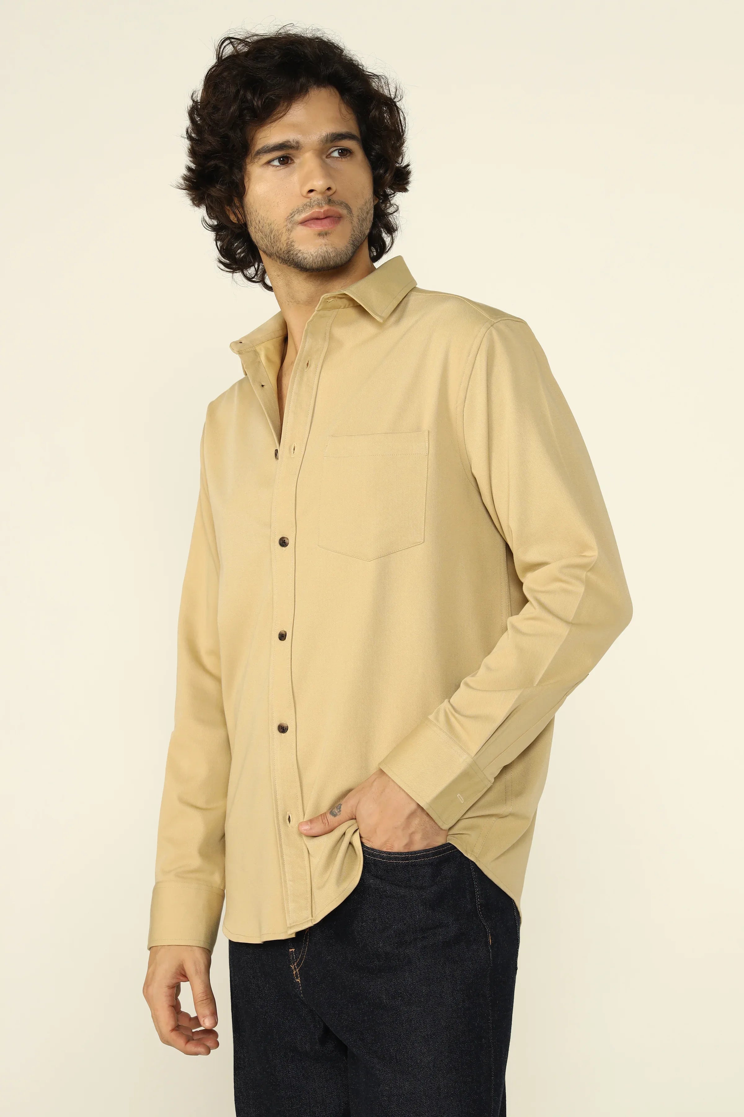 OAT COTTON TWILL SHIRT - CRAIG
