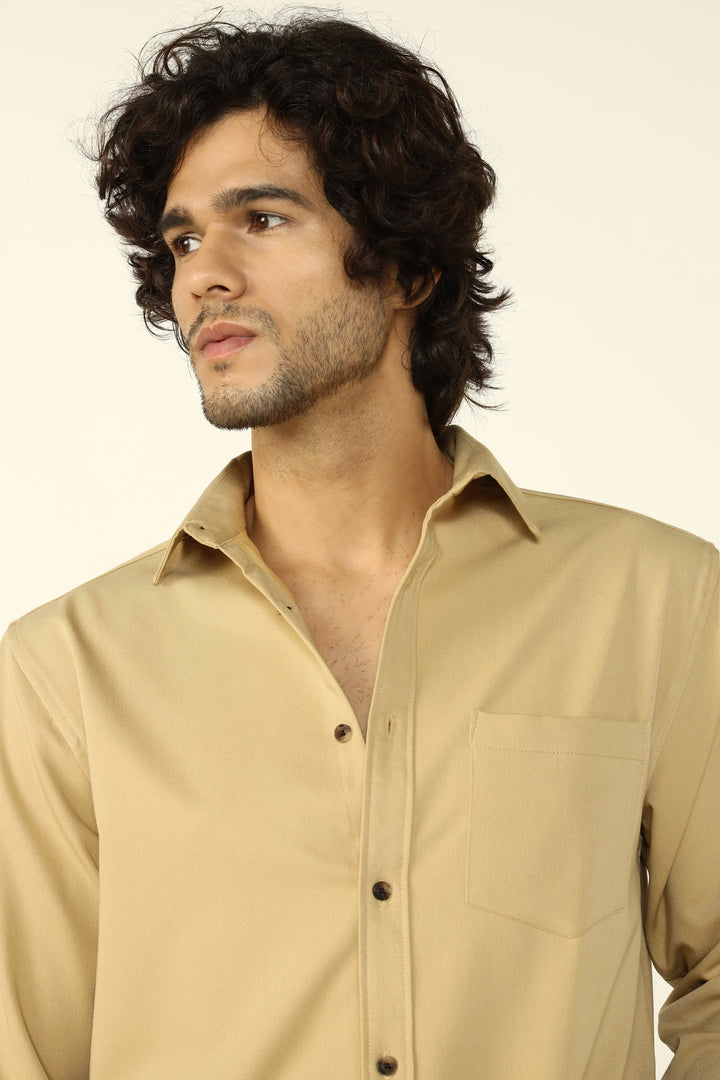 OAT COTTON TWILL SHIRT - CRAIG