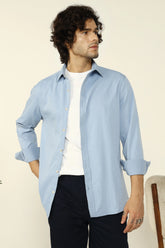BLUE CREASED COTTON SHIRT - CRAIG