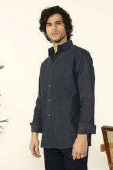 BLUE GRAIN COTTON SHIRT - CRAIG