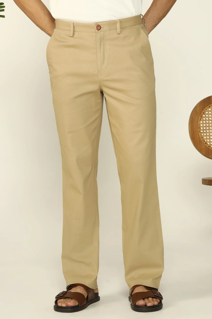 REGULAR FIT COTTON TROUSERS BEIGE - CRAIG