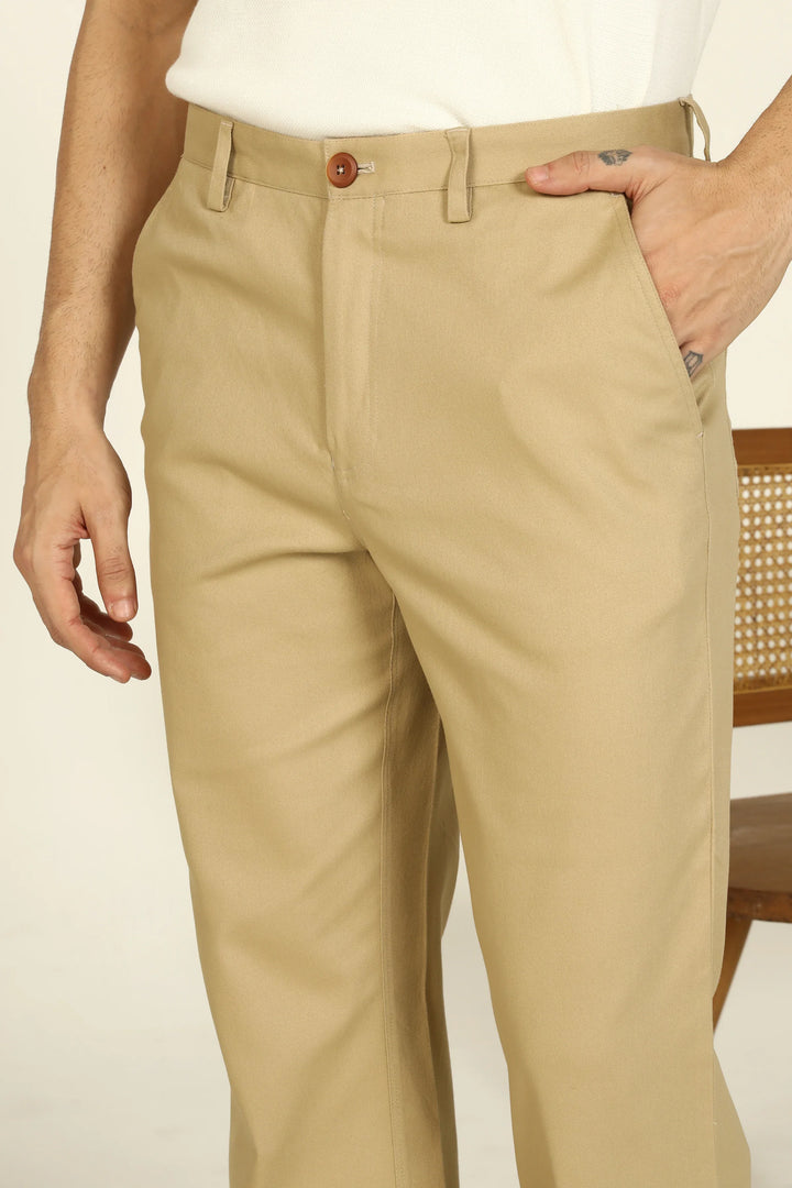 REGULAR FIT COTTON TROUSERS BEIGE - CRAIG