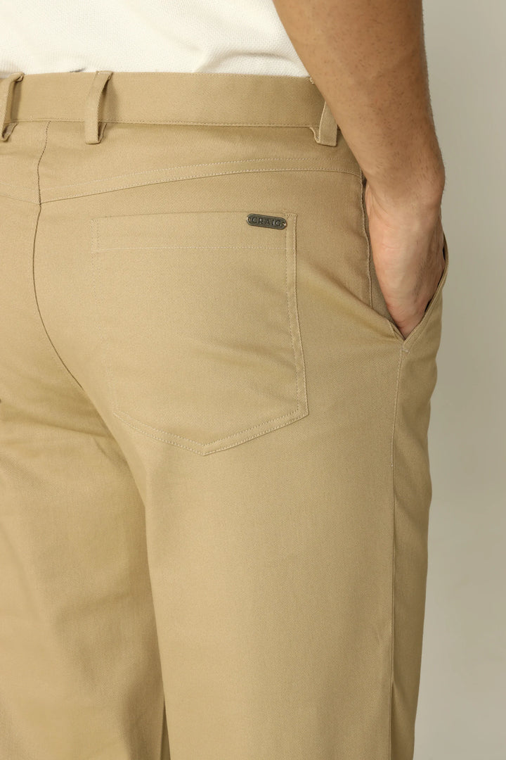 REGULAR FIT COTTON TROUSERS BEIGE - CRAIG