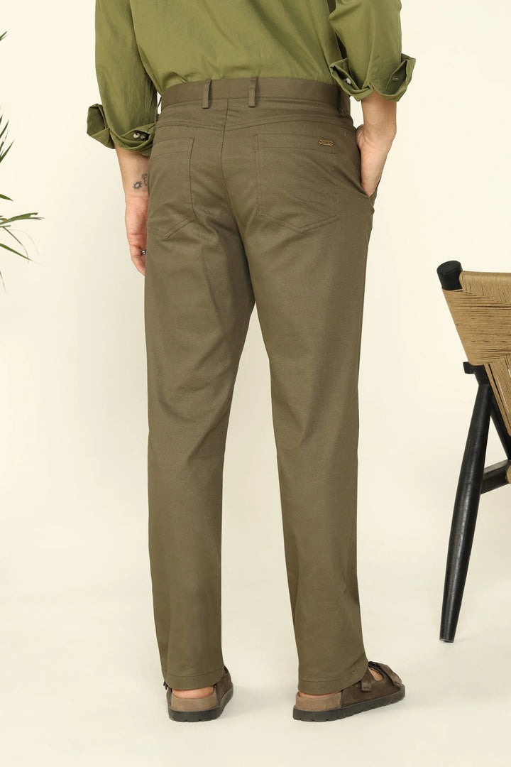 REGULAR FIT COTTON TROUSERS OLIVE - CRAIG