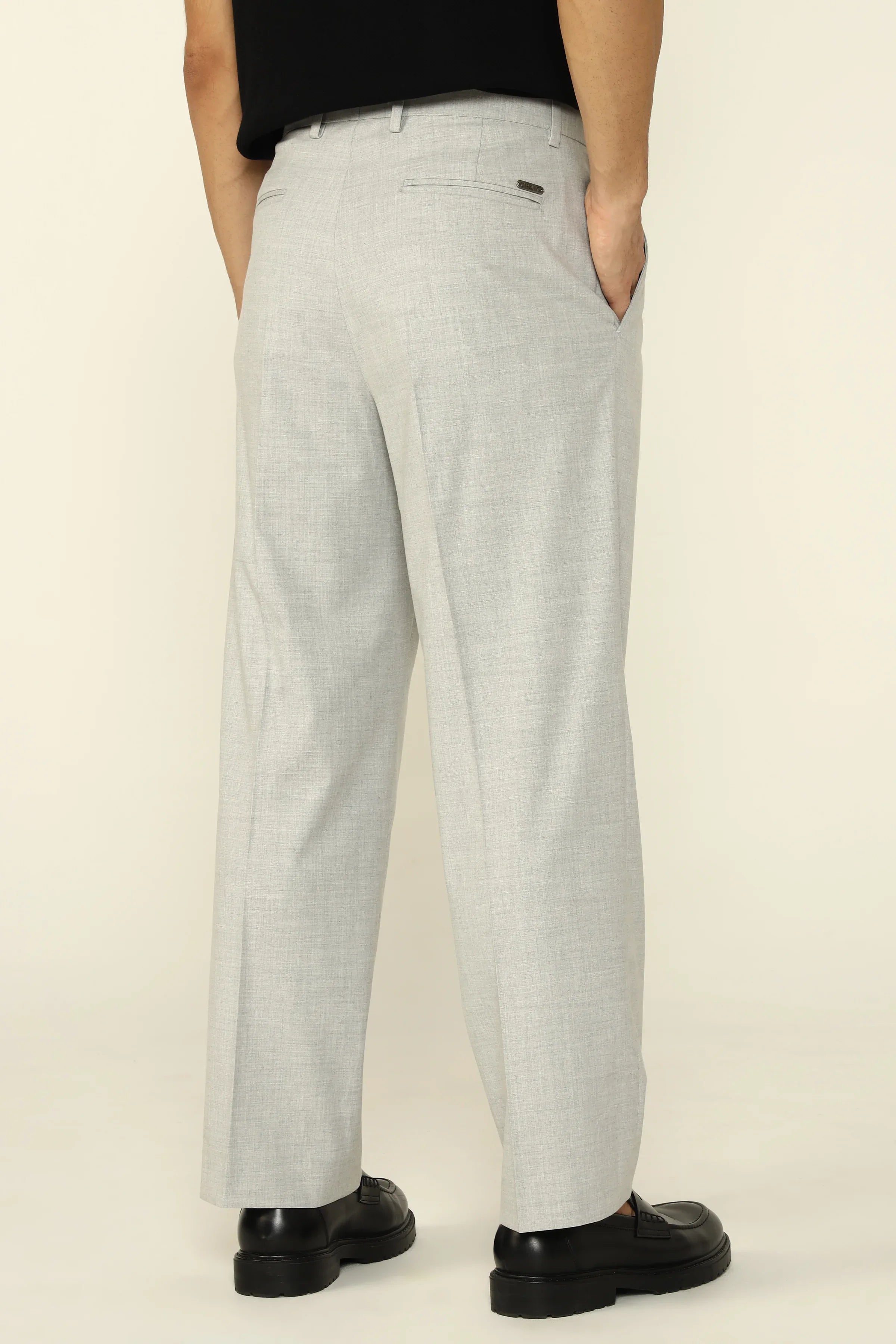 RELAXED FIT PLEATED TROUSERS GREY - CRAIG