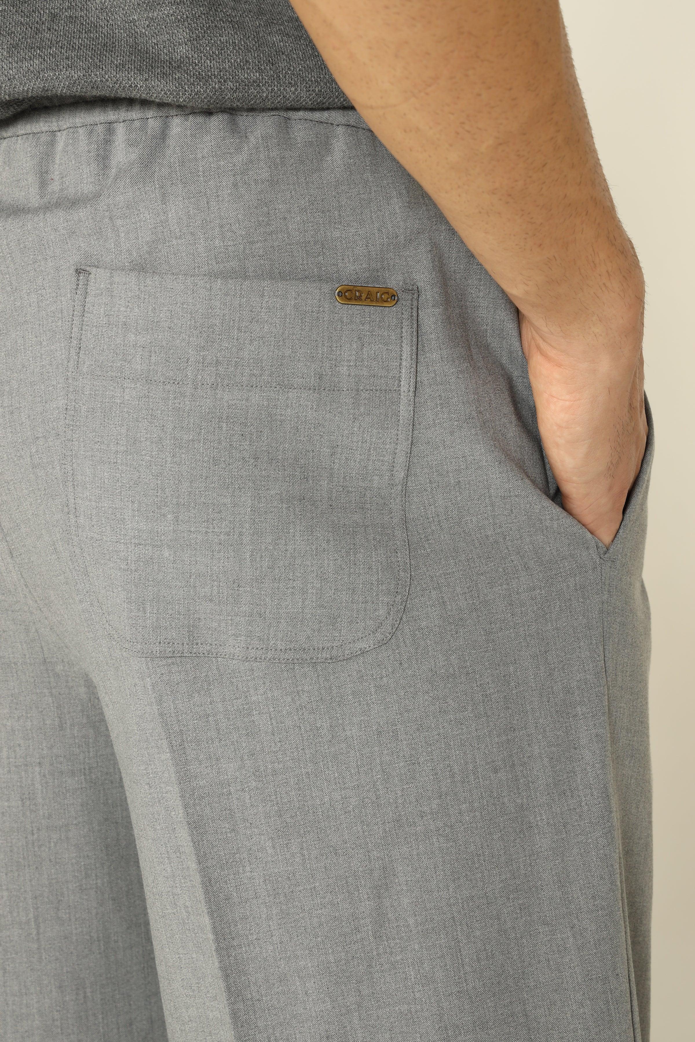WIDE LEG DRAWSTRING TROUSERS GREY - CRAIG