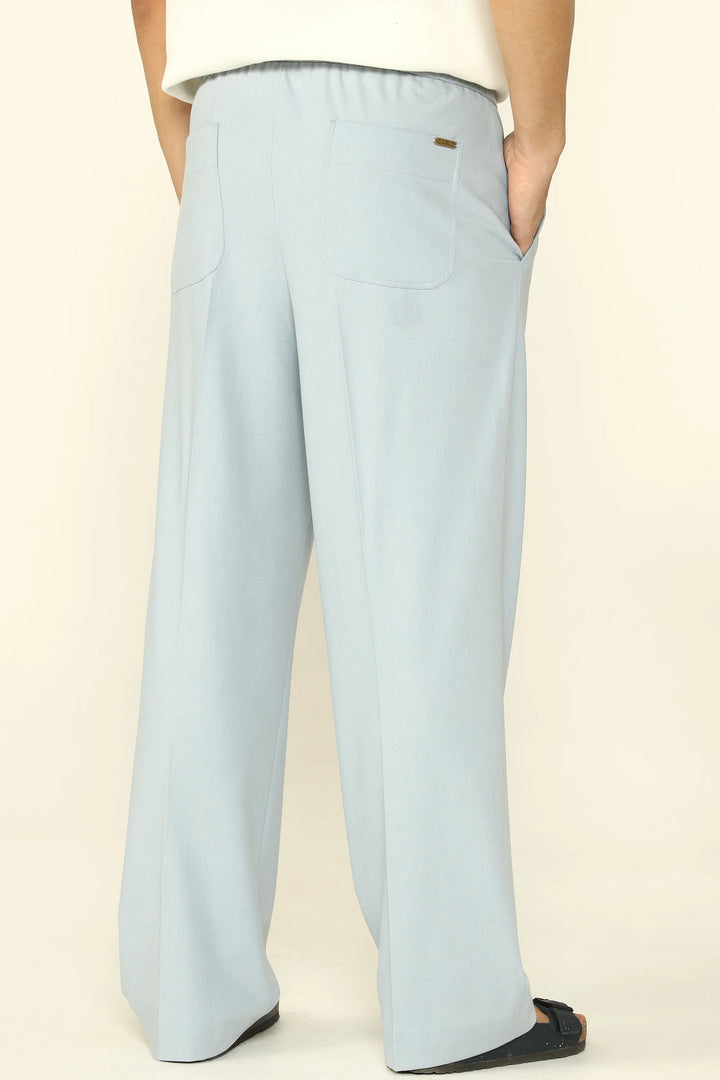 WIDE LEG DRAWSTRING TROUSERS LIGHT BLUE - CRAIG