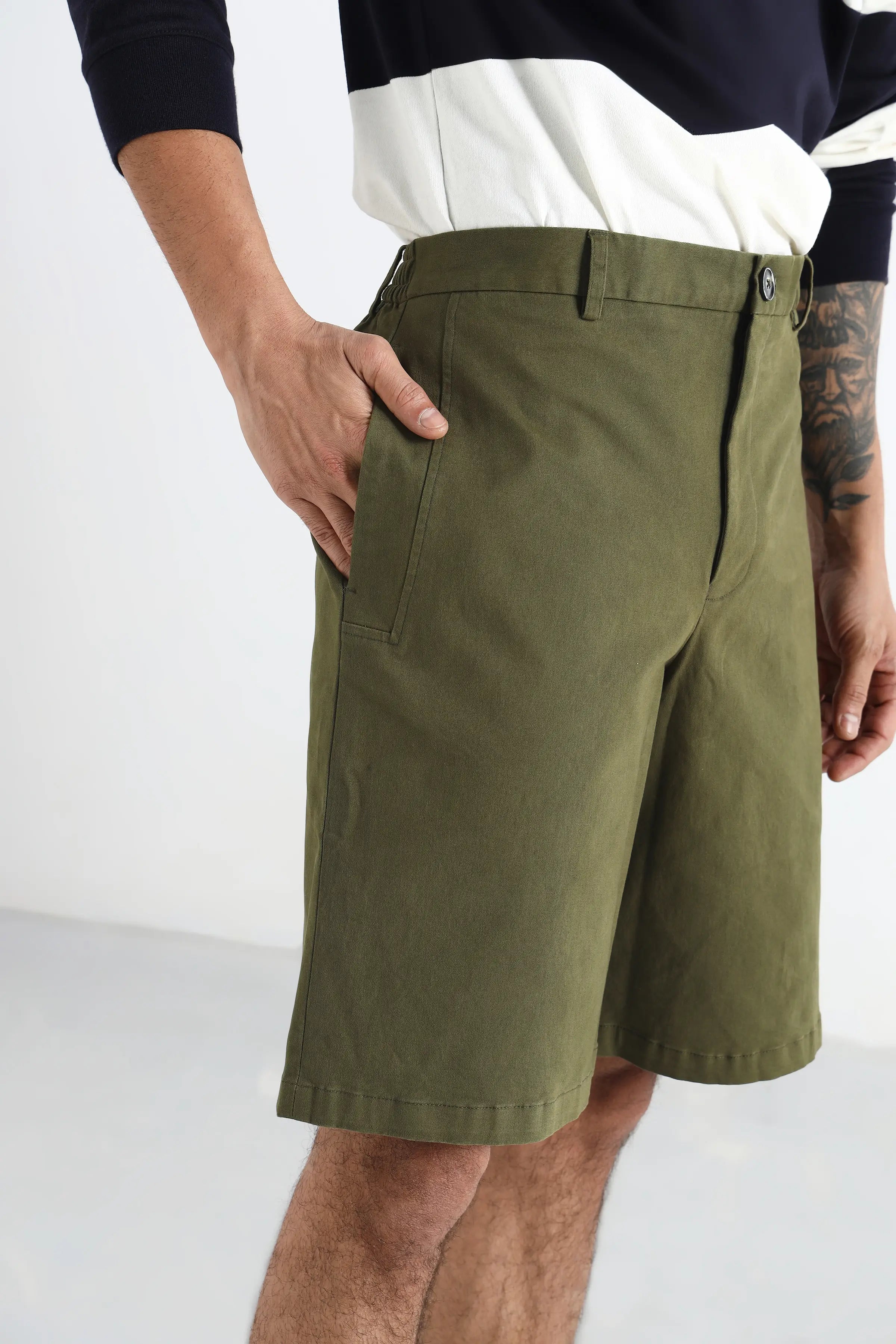 Dark Olive Longline Shorts