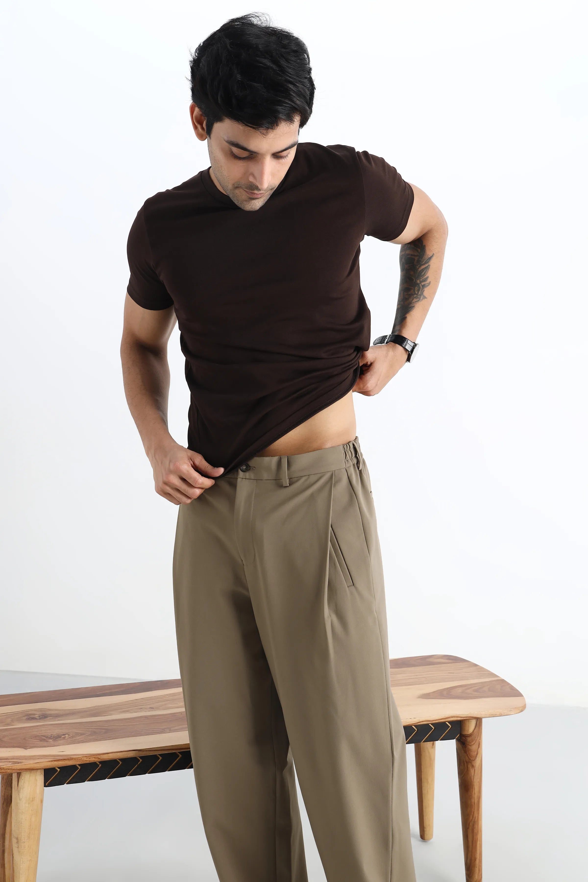 Mousse Flowing Trousers with Side Pleats