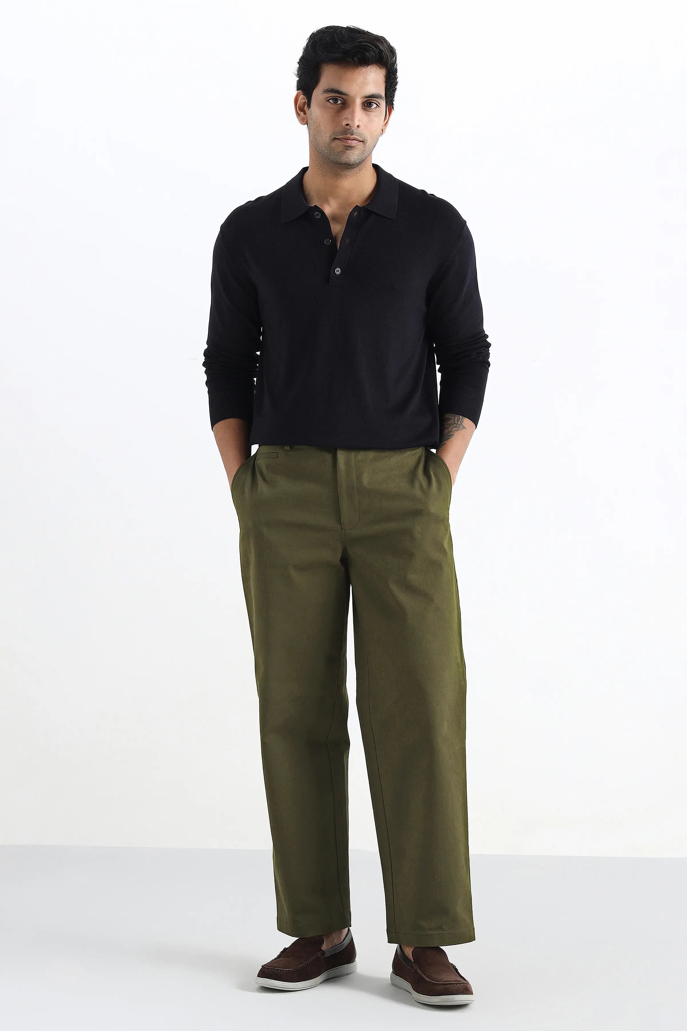 Olive Comfort Cotton Chinos