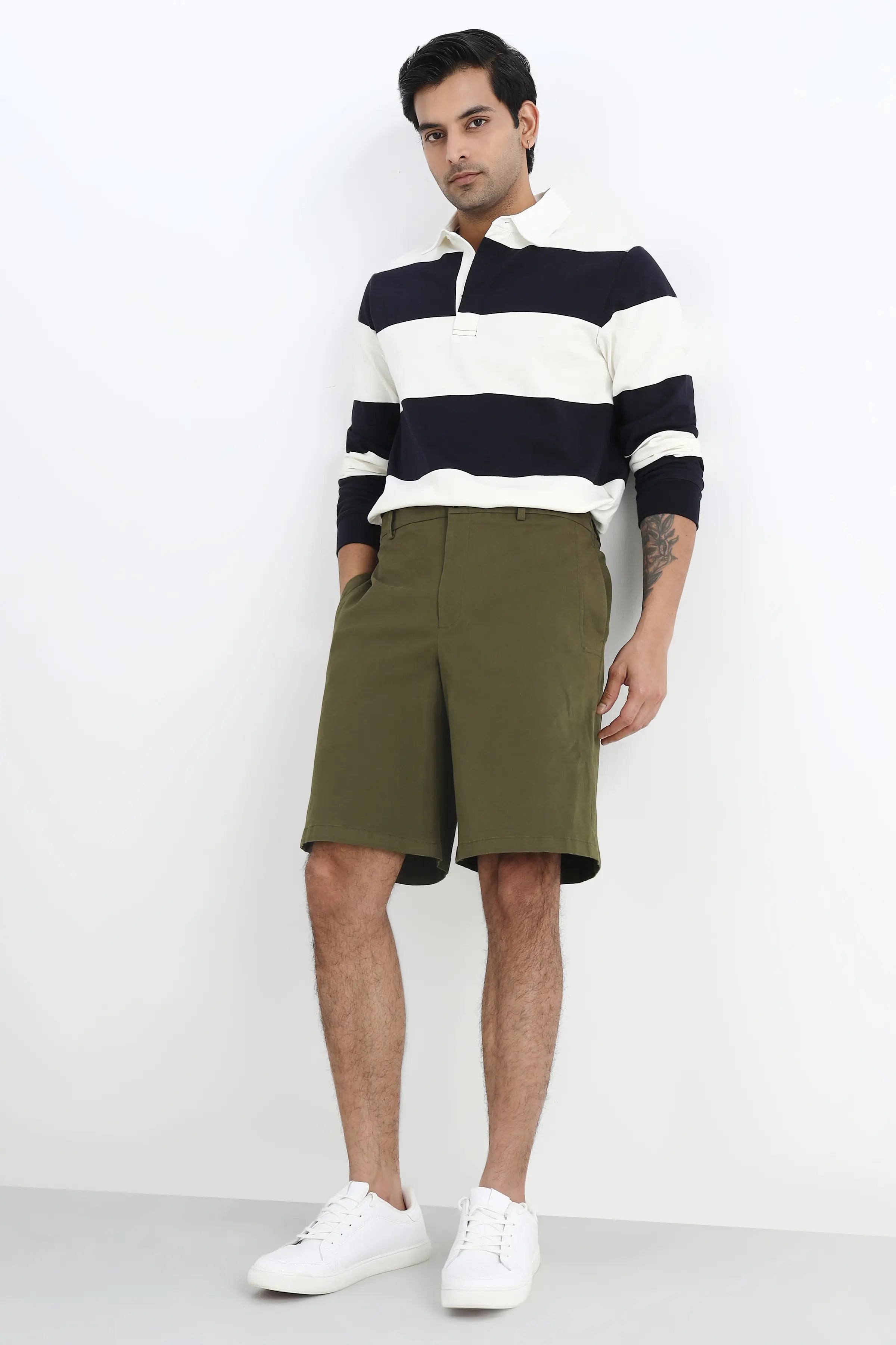 Dark Olive Longline Shorts